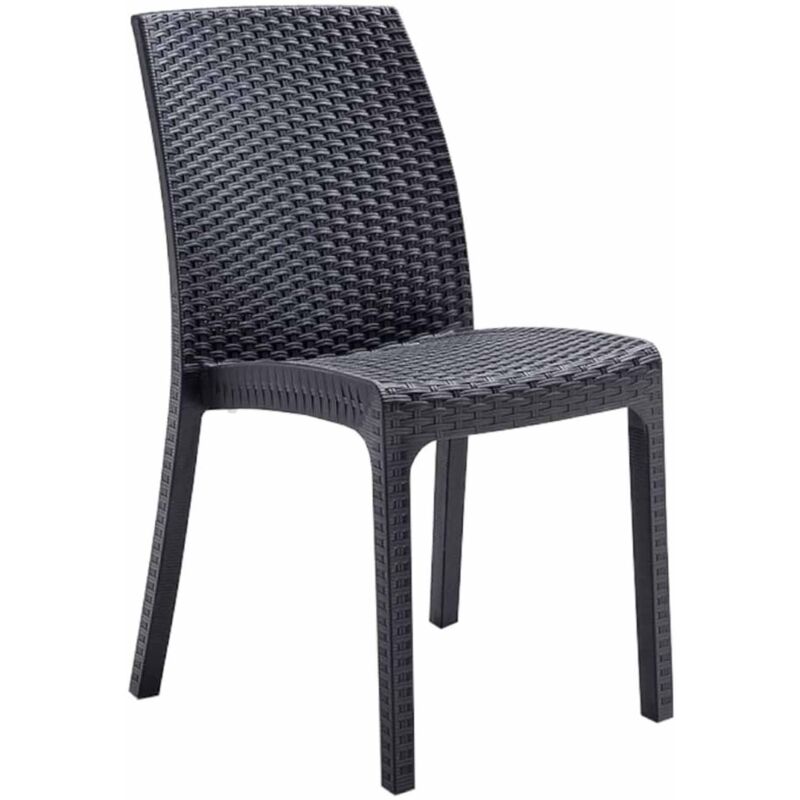 foto del prodotto sedia in polipropilene phoenix effetto rattan per interno e esterno, adatto per bar e strutture antracite confezione da 1 pezzo