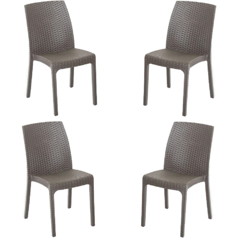 foto del prodotto sedia in polipropilene rattan per esterno virginia caffe set 4 pezzi