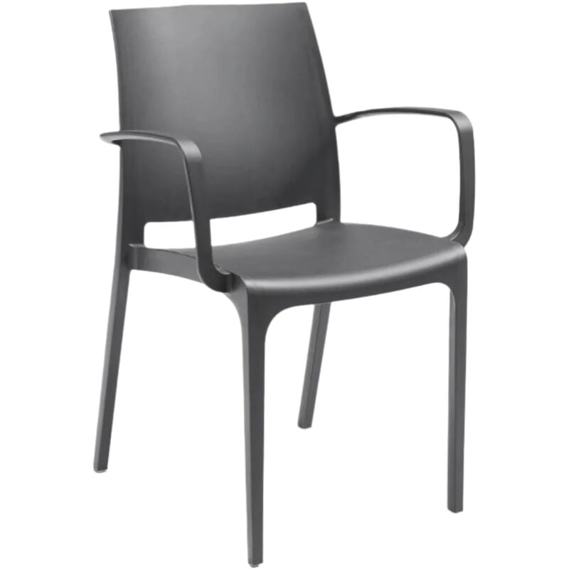 foto del prodotto sedia in polipropilene 'torino' con braccioli impilabile, per bar e strutture -antracite confezione da 1 pezzo