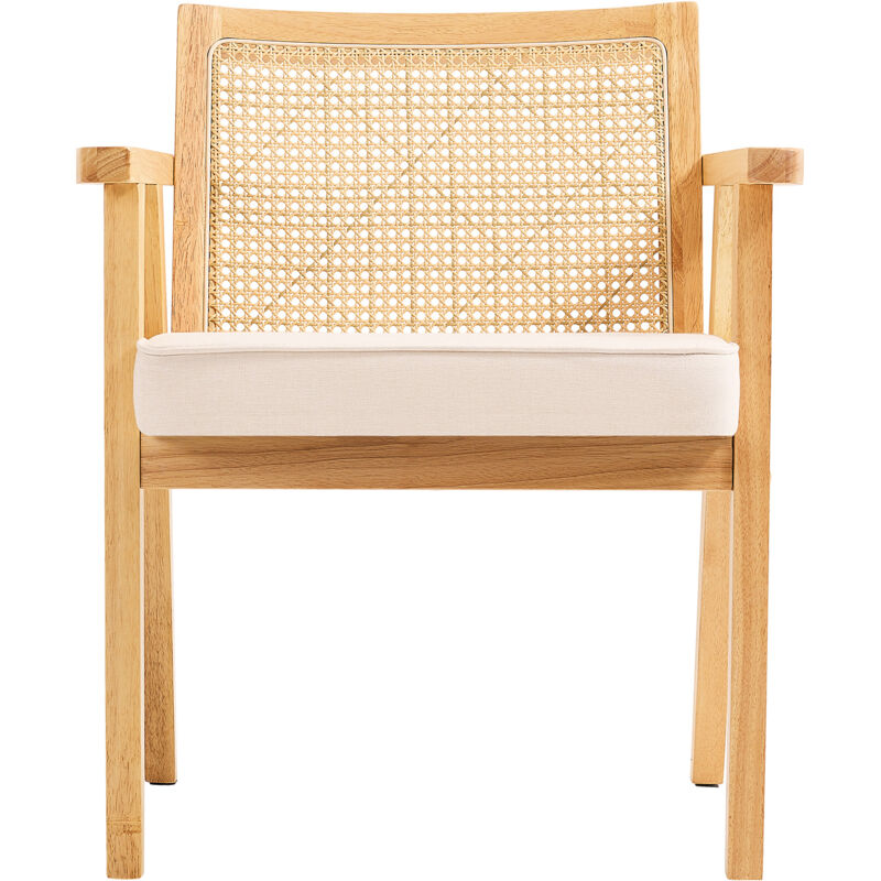 foto del prodotto sedia in rattan 1pc sedia da pranzo moderna della meta secolo con braccioli, sedia imbottita con schienale in rattan, sedia per sala da pranzo in