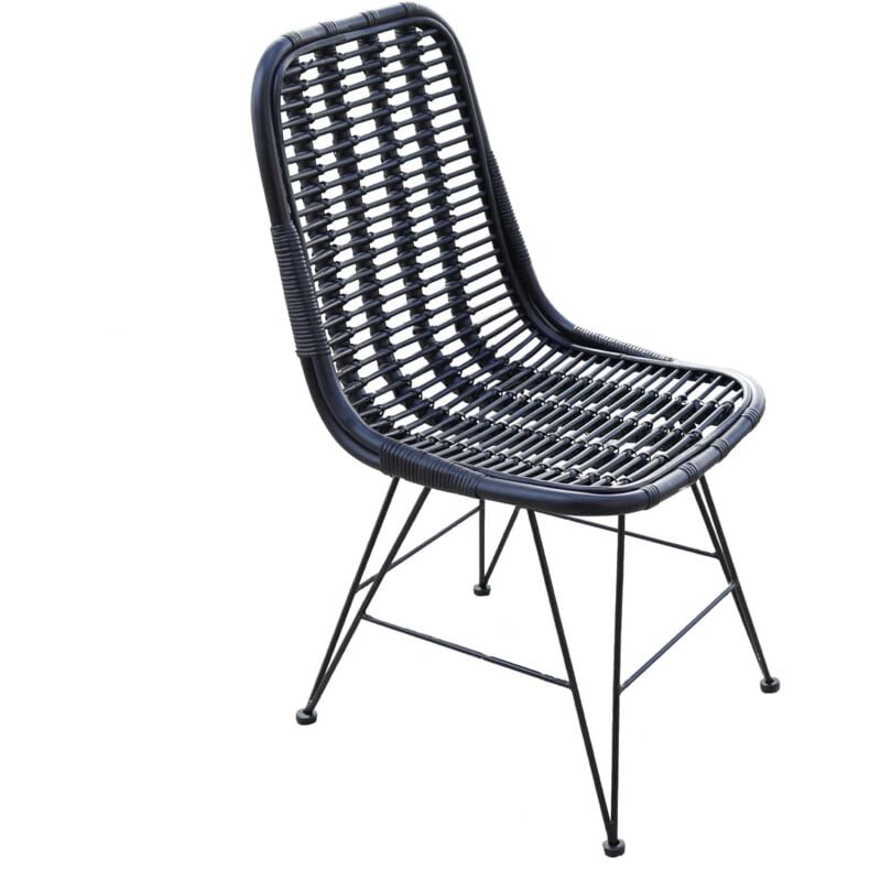 foto del prodotto sedia in rattan naturale sala da pranzo chillvert parma 46x60x92 cm nera
