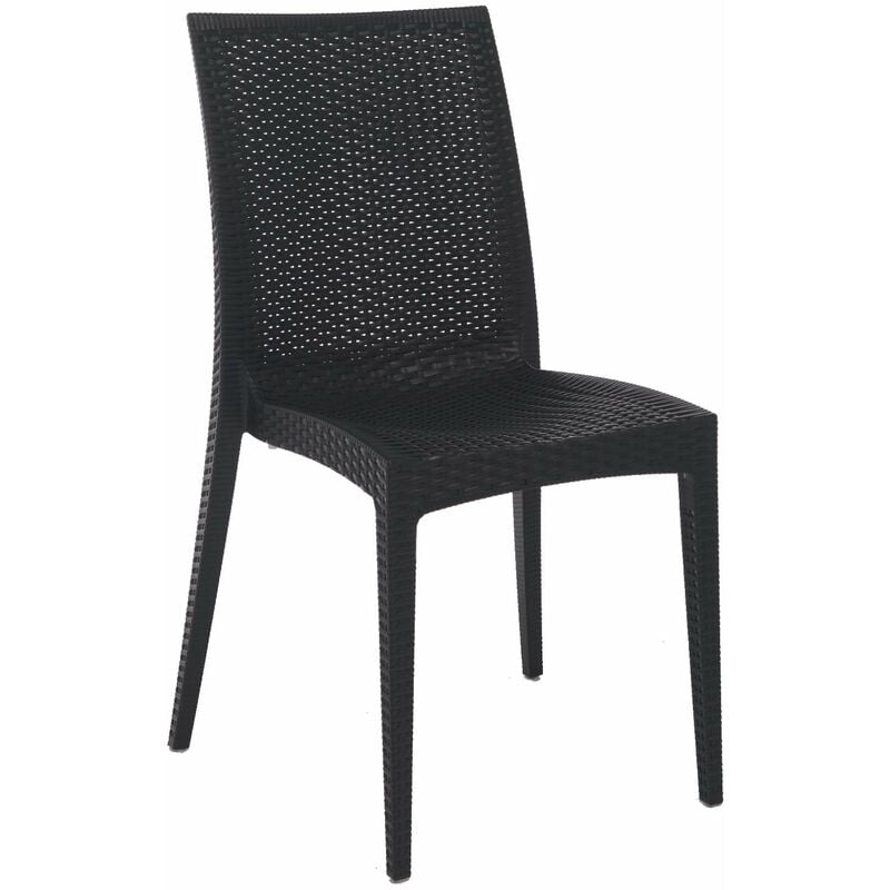 foto del prodotto sedia in resina impilabile effetto rattan bistrot grandsoleil black