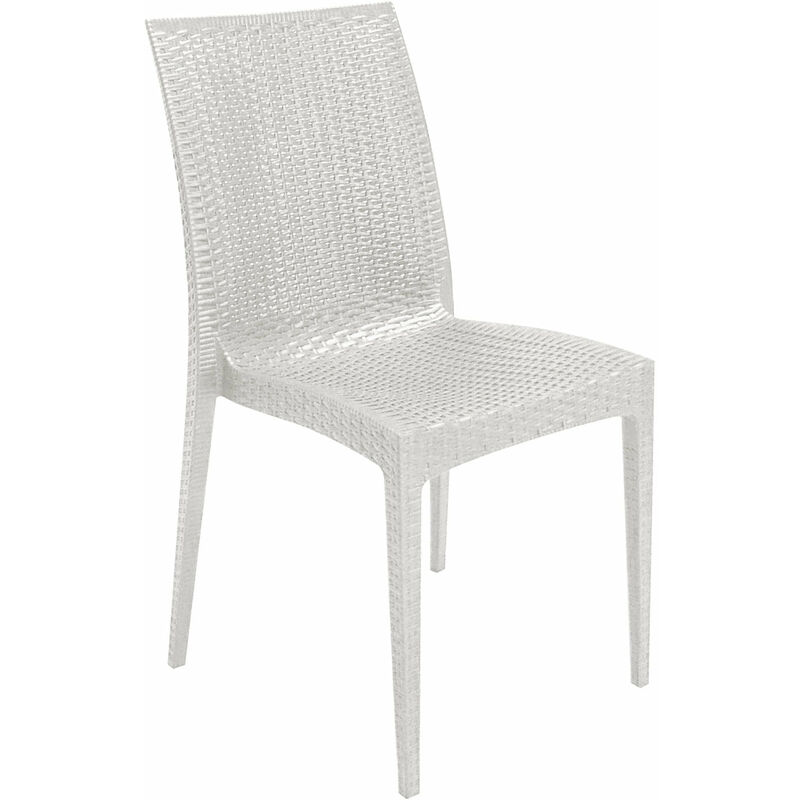 foto del prodotto sedia in resina impilabile effetto rattan bistrot grandsoleil white