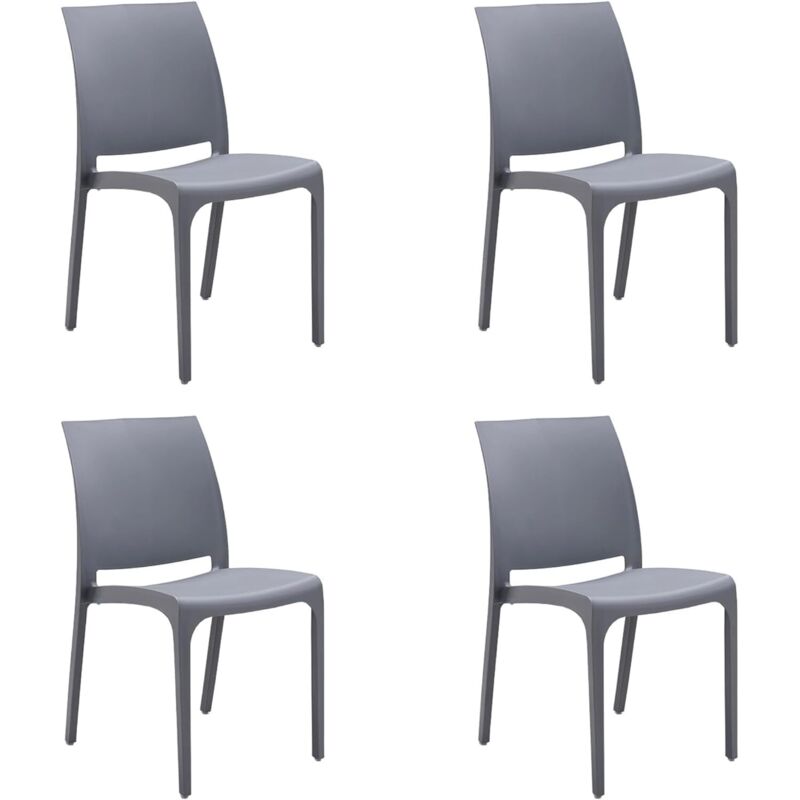 foto del prodotto sedia in resina impilabile made in italy design per interno esterno sofia grigio chiaro 4 pz
