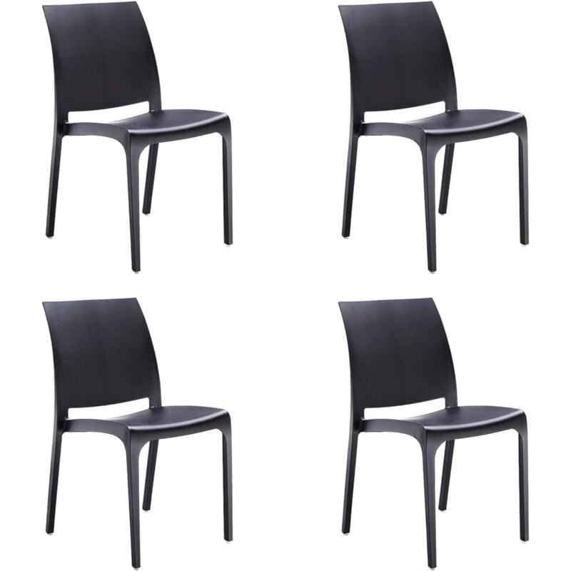 foto del prodotto sedia in resina impilabile made in italy design per interno esterno sofia nera 4 pz