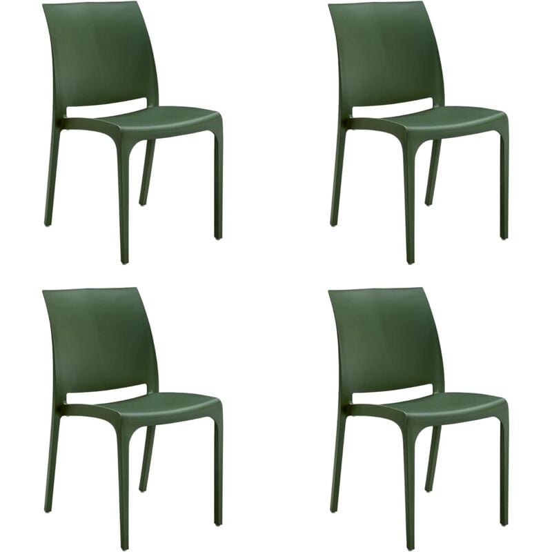 foto del prodotto sedia in resina impilabile made in italy design per interno esterno sofia verde salvia 4 pz