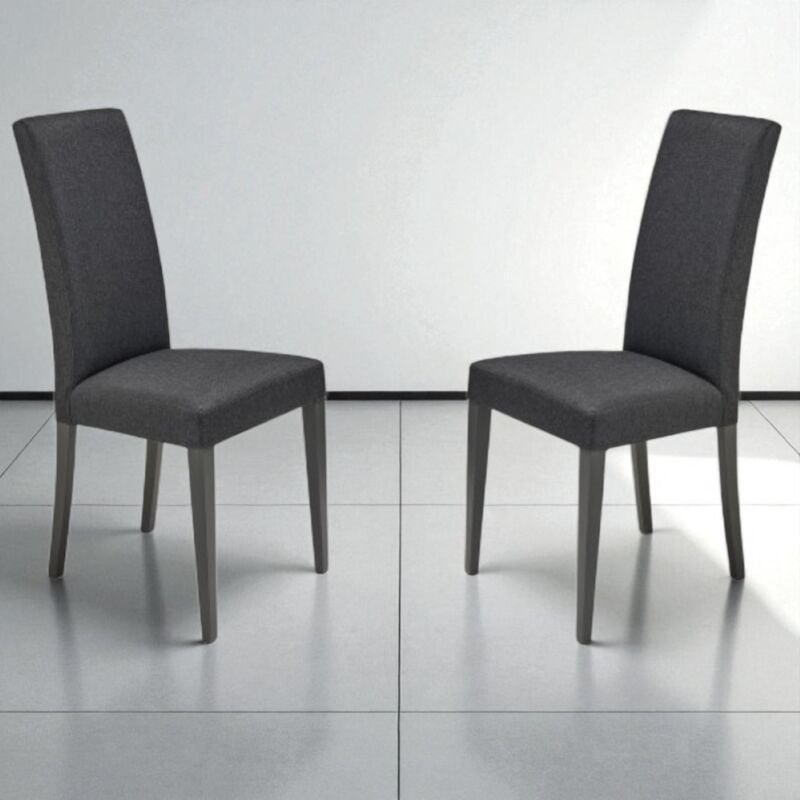 foto del prodotto sedia in tessuto antracite con gambe in legno denver 2 sedie