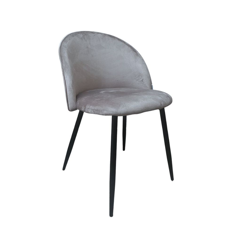 foto del prodotto sedia in tessuto grigio con gambe in metallo nero 78x47x57 cm