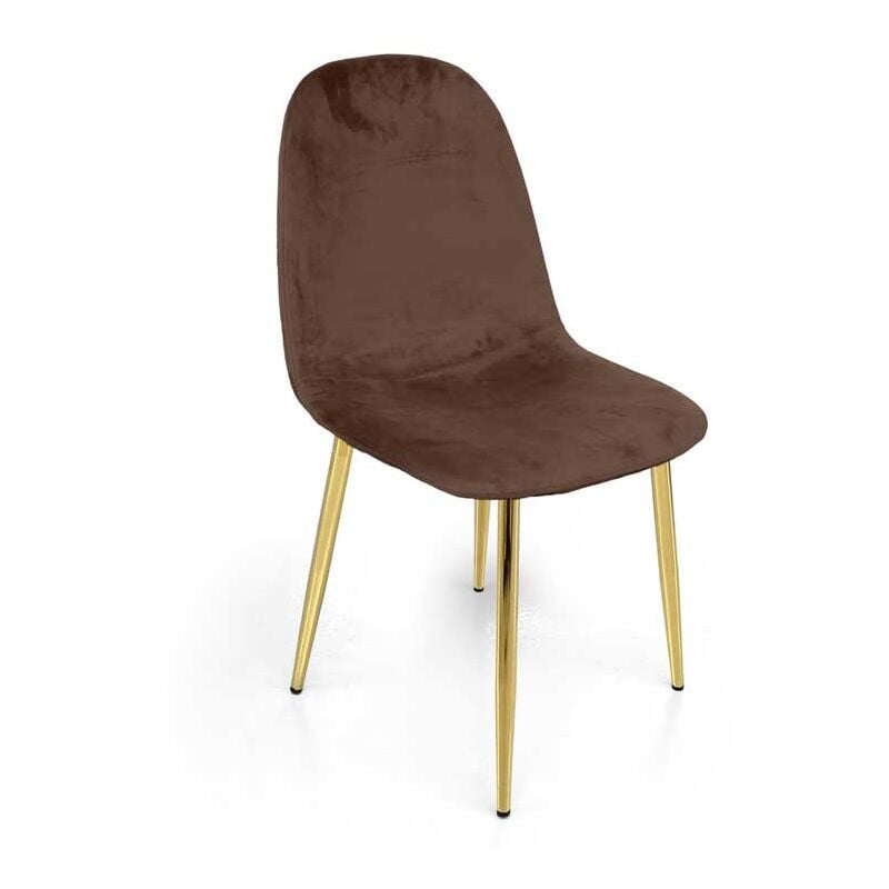 foto del prodotto sedia in velluto con gambe oro 52x44x88 cm in colore marrone