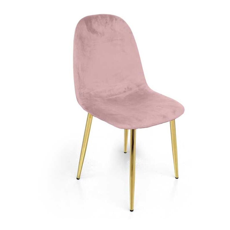 foto del prodotto sedia in velluto con gambe oro 52x44x88 cm in colore rosa