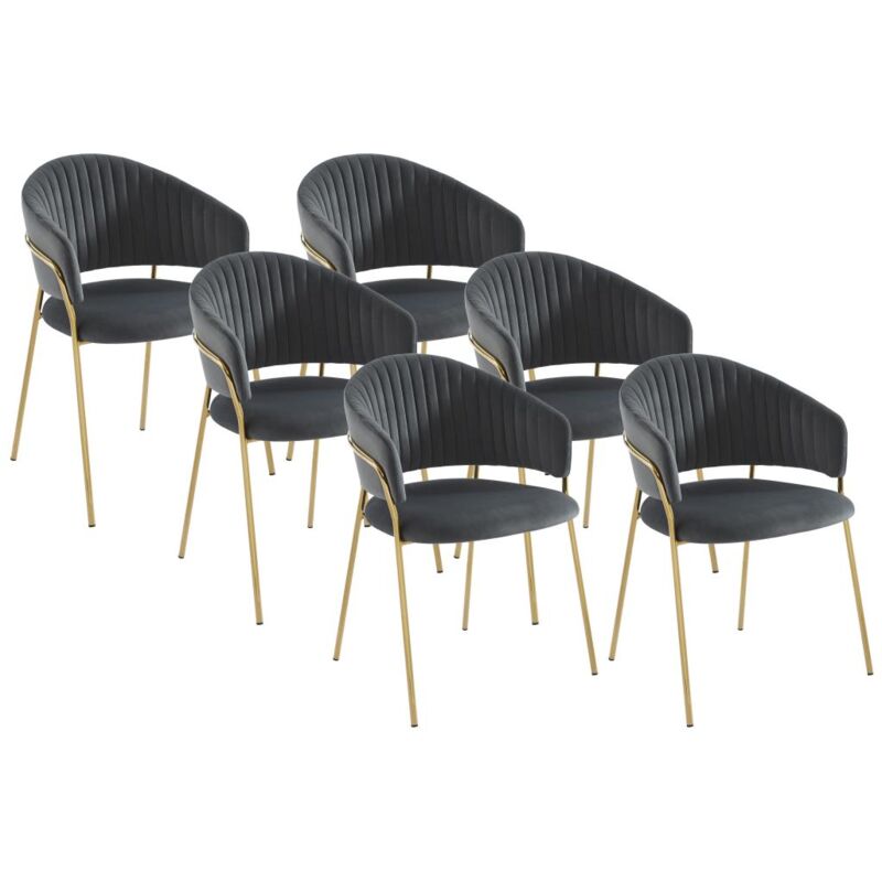 foto del prodotto sedia in velluto e metallo dorato grigio - lotto di 6 - madolia di pascal morabito