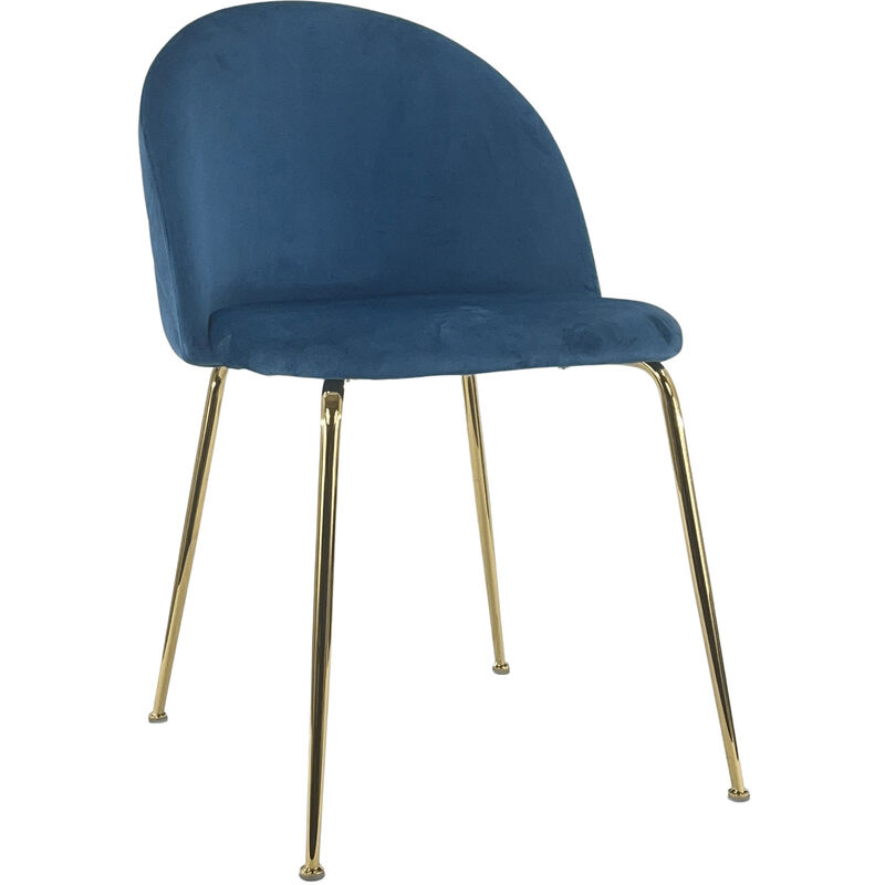 foto del prodotto sedia in velluto e oro oslo da sala pranzo con gambe metallo dorate seduta imbottita sedie poltroncine di design per salotto soggiorno moderne blu