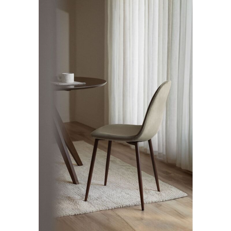 foto del prodotto sedia in velluto glamm sklum marrone grano legno scuro