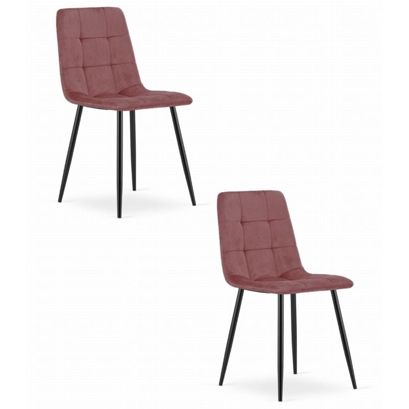 foto del prodotto sedia kara velluto rosa gambe nere x 2