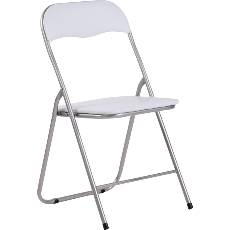 foto del prodotto sedia laterale pieghevole in metallo argento e pvc bianco 100003596