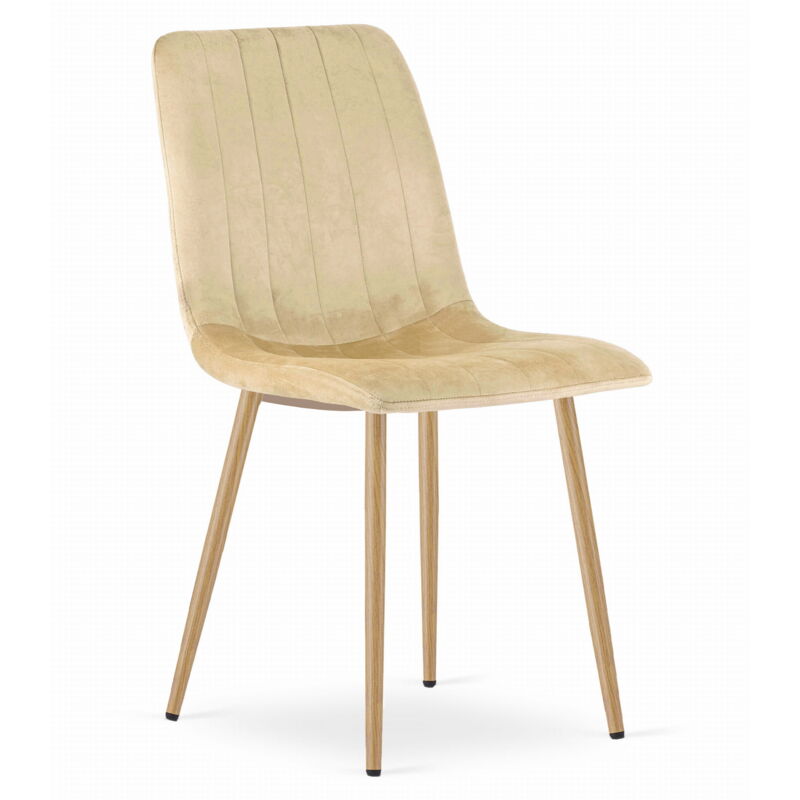 foto del prodotto sedia lava velluto beige gambe color legno x 1
