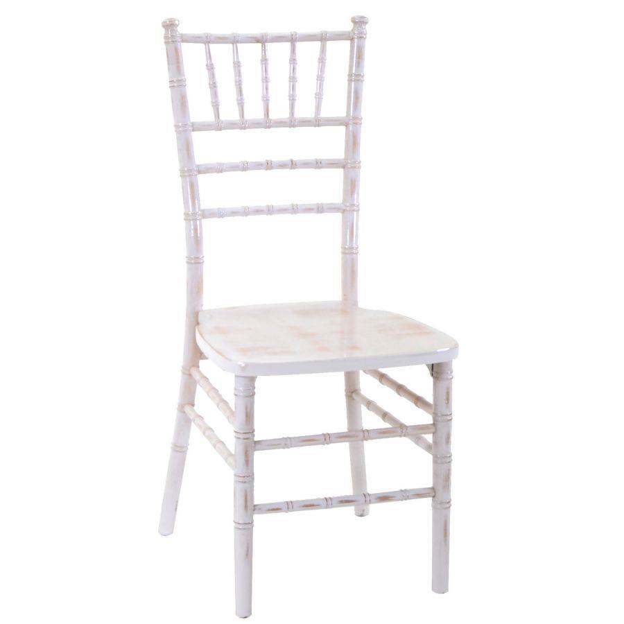 foto del prodotto sedia legno chiavari sbiancato con cuscino avorio cm 40x40h43 92