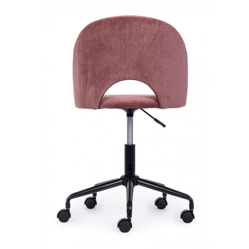 foto del prodotto sedia 'linzey' da ufficio ergonomica, rivestimento in velluto, con ruote, altezza regolabile -rosa
