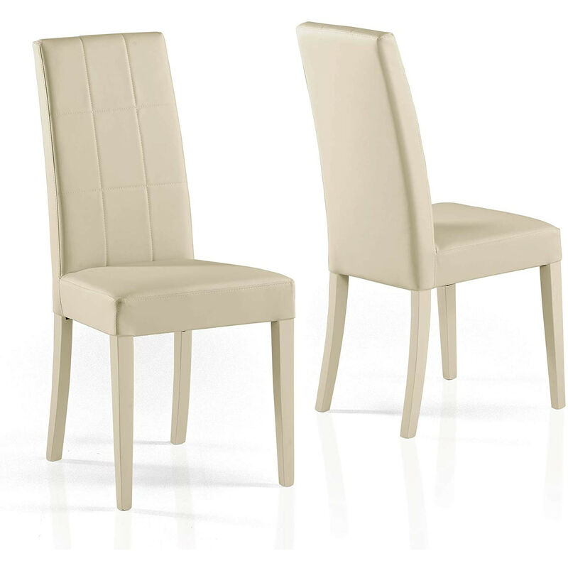 foto del prodotto sedia liu beige sedile ecopelle legno similpelle cucina sala da pranzo design moderna albergo ristorante