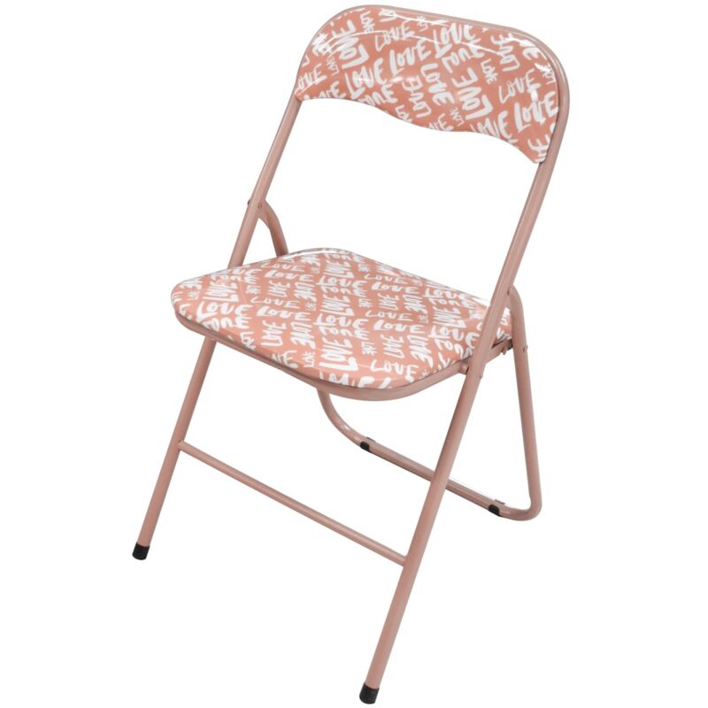 foto del prodotto sedia love pieghevole con design in colore rosa salmone maury s