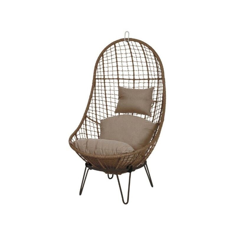 foto del prodotto sedia malta a guscio in rattan con cuscino