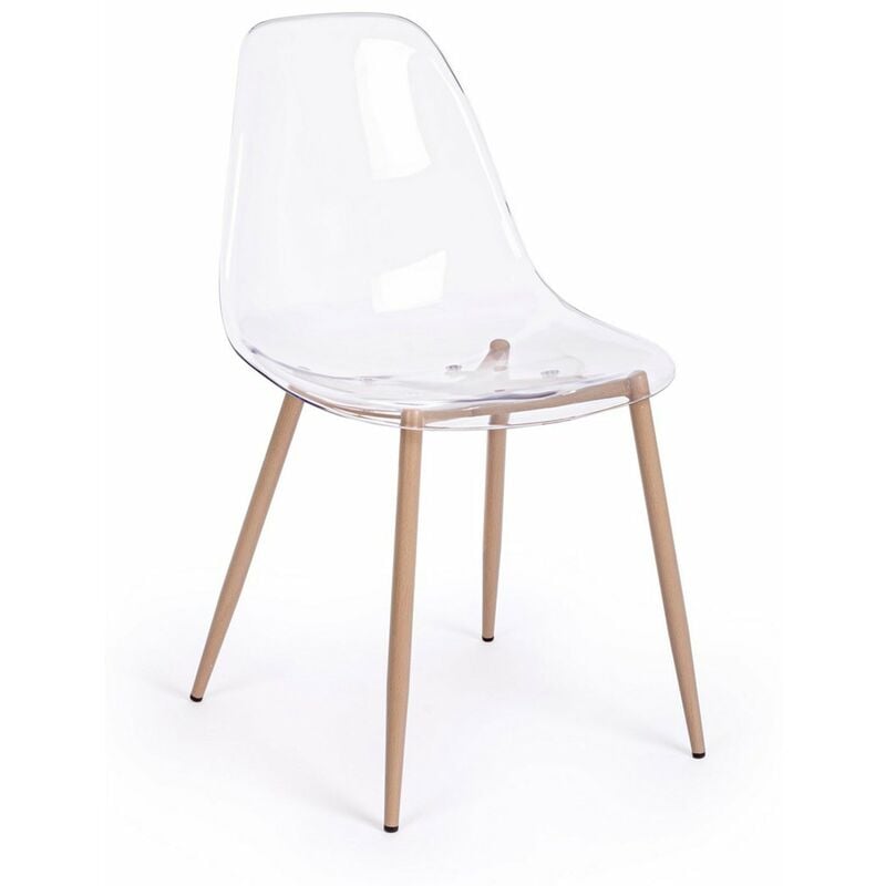 foto del prodotto sedia mandy con gambe in acciaio verniciate effetto legno naturale, per arredo interno 53 x 46 x h 82 cm trasparente confezione da 1 pezzo