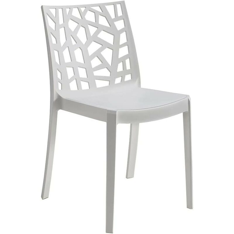 foto del prodotto sedia matrix in polipropilene bianco, dim. 55 x 47 x 82 cm, peso 4 kg, per interno ed esterno, made in italy,impilabili gloupie
