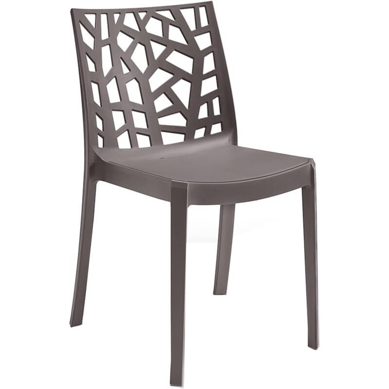 foto del prodotto sedia matrix in polipropilene tortora, dim. 55 x 47 x 82 cm, peso 4 kg, per interno ed esterno, made in italy,impilabili gloupie