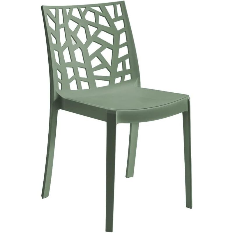 foto del prodotto sedia matrix in polipropilene verde, dim. 55 x 47 x 82 cm, peso 4 kg, per interno ed esterno, made in italy,impilabili gloupie