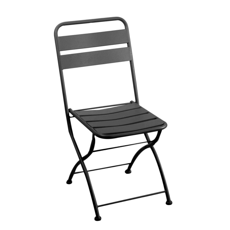 foto del prodotto sedia metallo rovigo pieghevole antracite cm 44x53h45/86