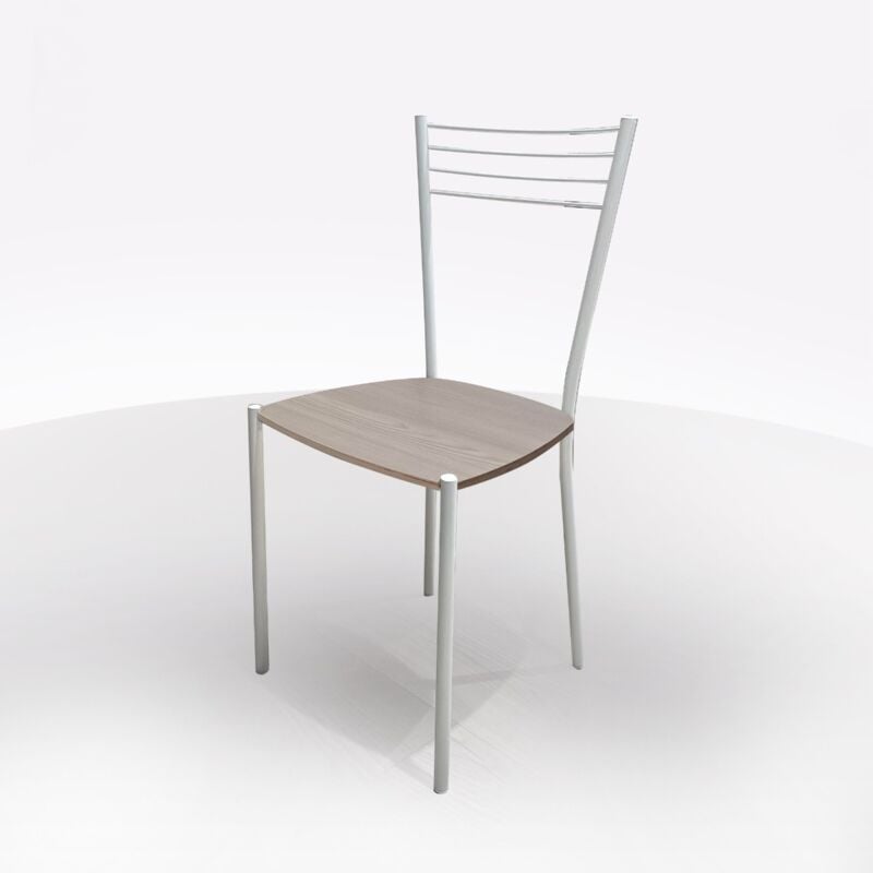 foto del prodotto sedia mod. luna metallo bianco e fondello in legno olmo perla
