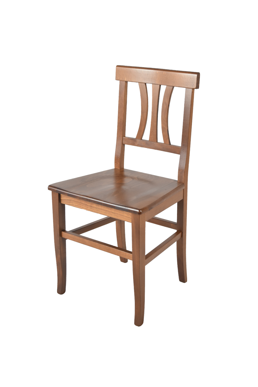 foto del prodotto sedia modello artemisia tommychairs, robusta struttura in legno di faggio color noce chiaro e seduta in legno