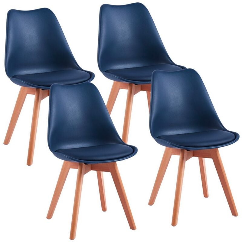 foto del prodotto sedia moderna con gambe legno 4 pz blu candice