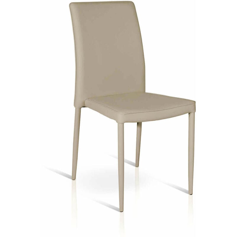 foto del prodotto sedia moderna di design in ecopelle tortora per arredo casa cucina sala da pranzo studio ristorante pizzeria bar