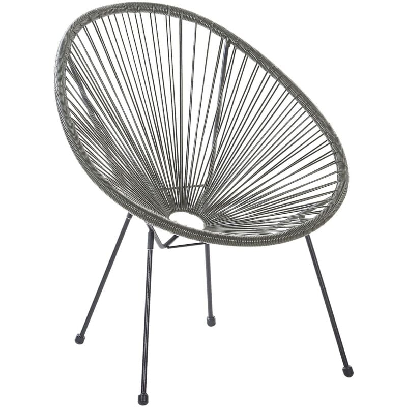 foto del prodotto sedia moderna rotonda in rattan spaghetti grigio scuro acapulco ii