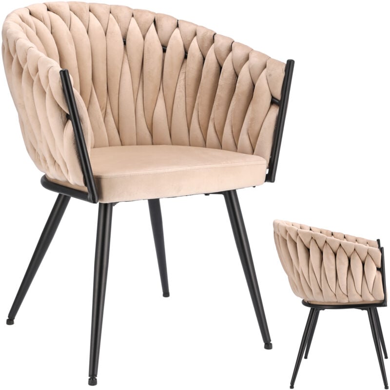 foto del prodotto sedia molto beige, gambe nere