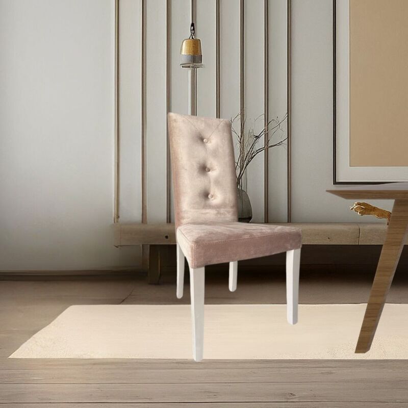 foto del prodotto sedia montecarlo 3 bottoni velluto colore tortora