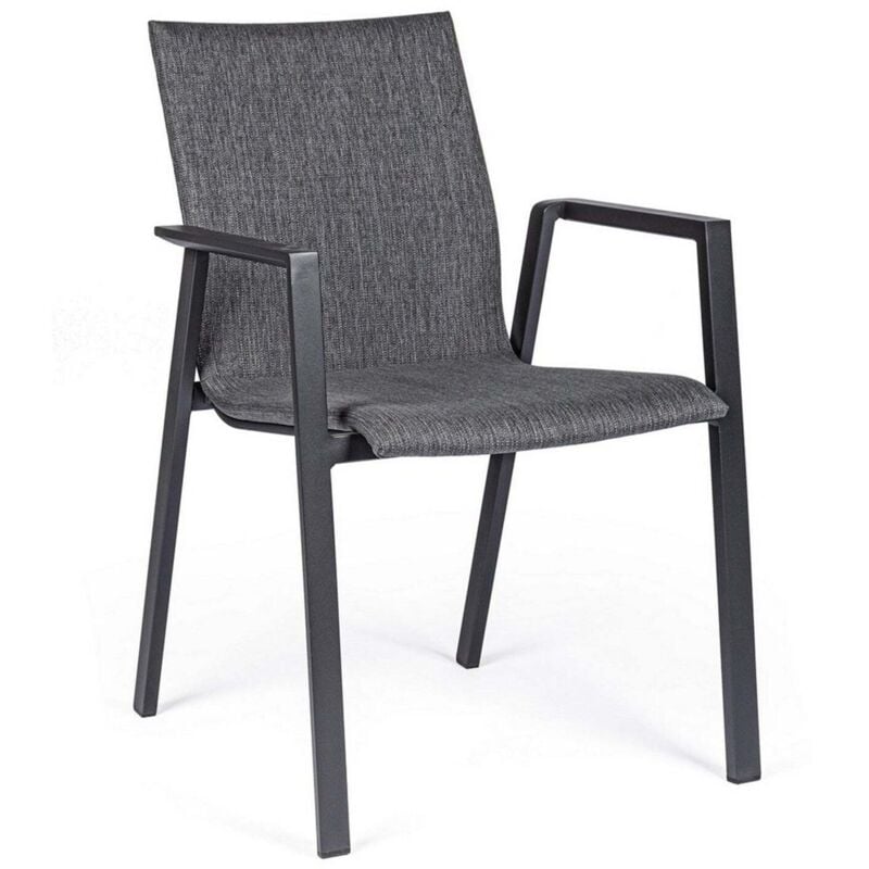 foto del prodotto sedia odeon con braccioli, struttura in alluminio, impilabile, per esterno antracite denim confezione singola