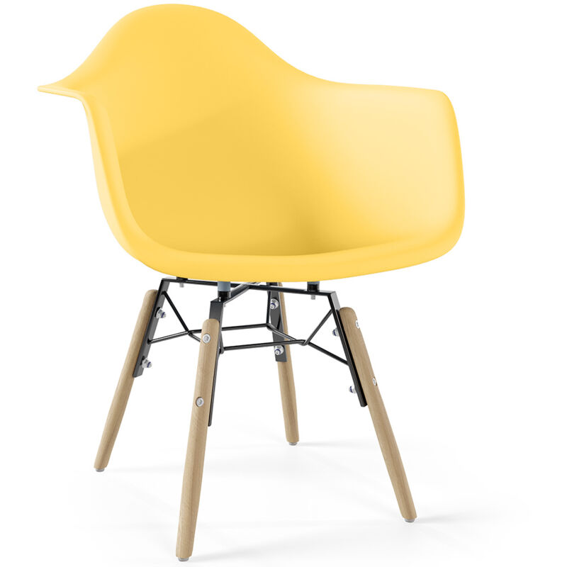 foto del prodotto sedia per bambini design scandinavo gambe in legno nordika giallo