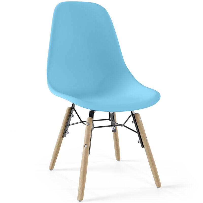 foto del prodotto sedia per bambini design scandinavo gambe in legno sk gur azurro