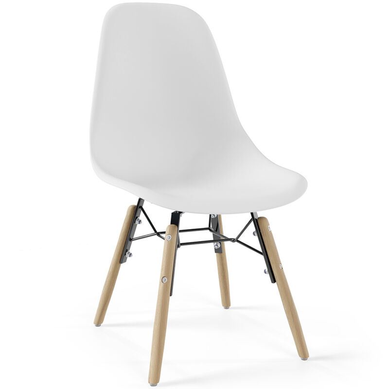 foto del prodotto sedia per bambini design scandinavo gambe in legno sk gur bianco