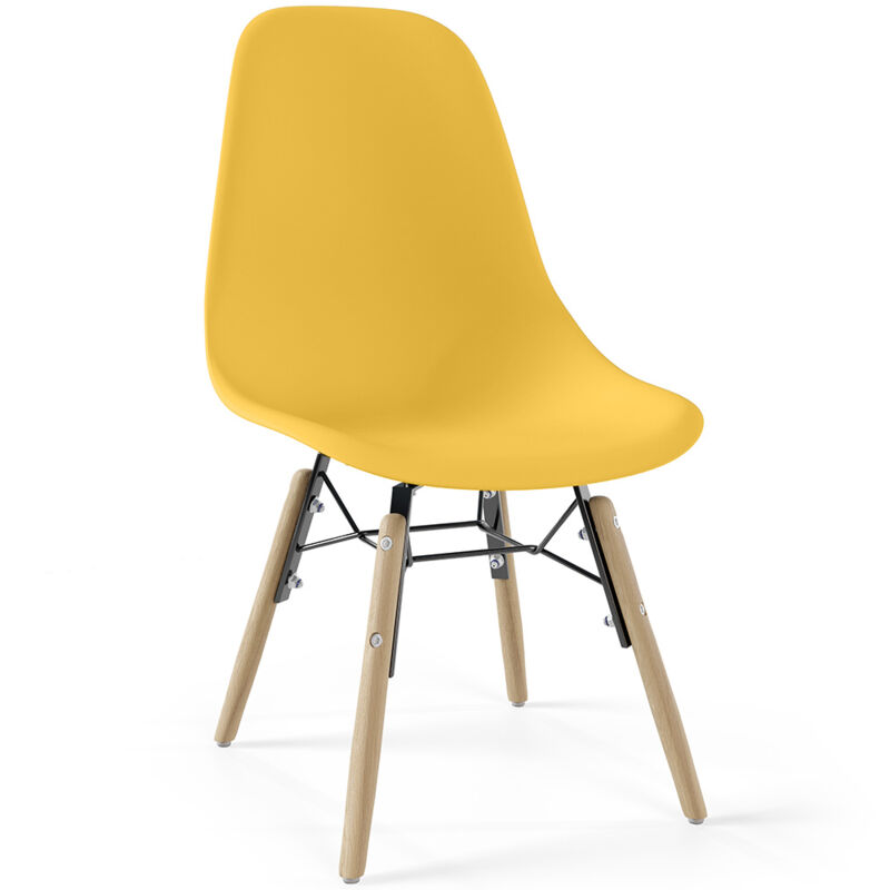 foto del prodotto sedia per bambini design scandinavo gambe in legno sk gur giallo
