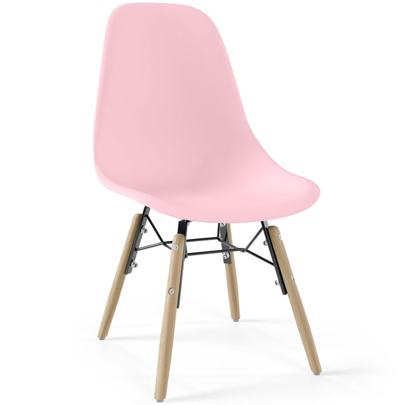 foto del prodotto sedia per bambini design scandinavo gambe in legno sk gur rosa