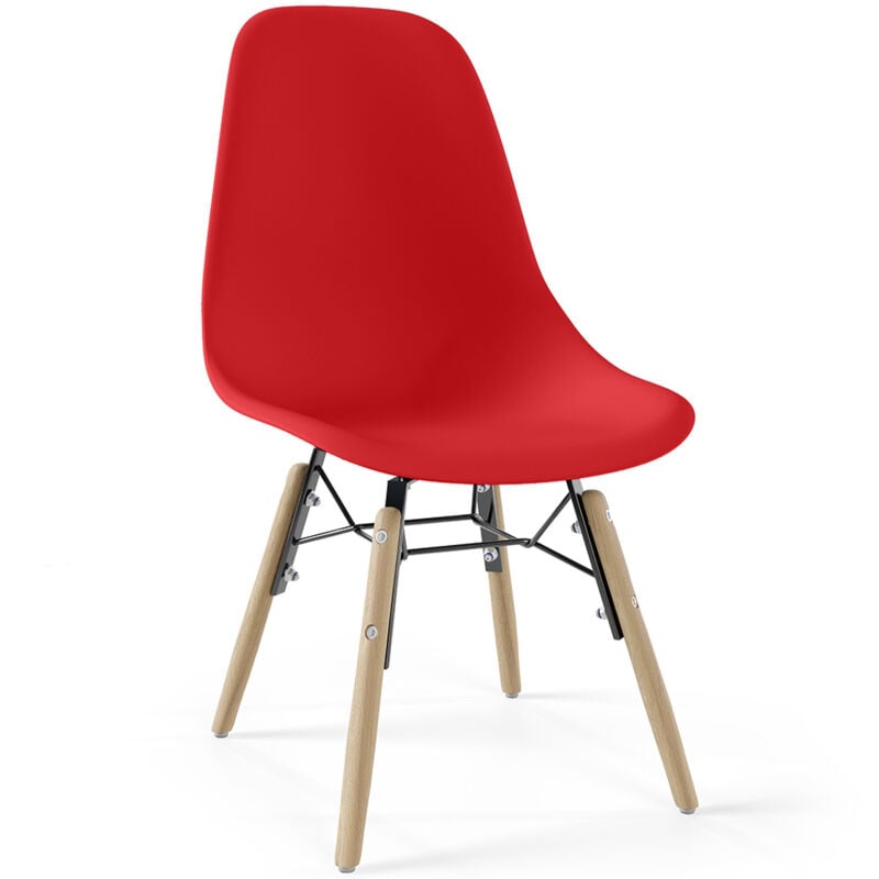 foto del prodotto sedia per bambini design scandinavo gambe in legno sk gur rosso