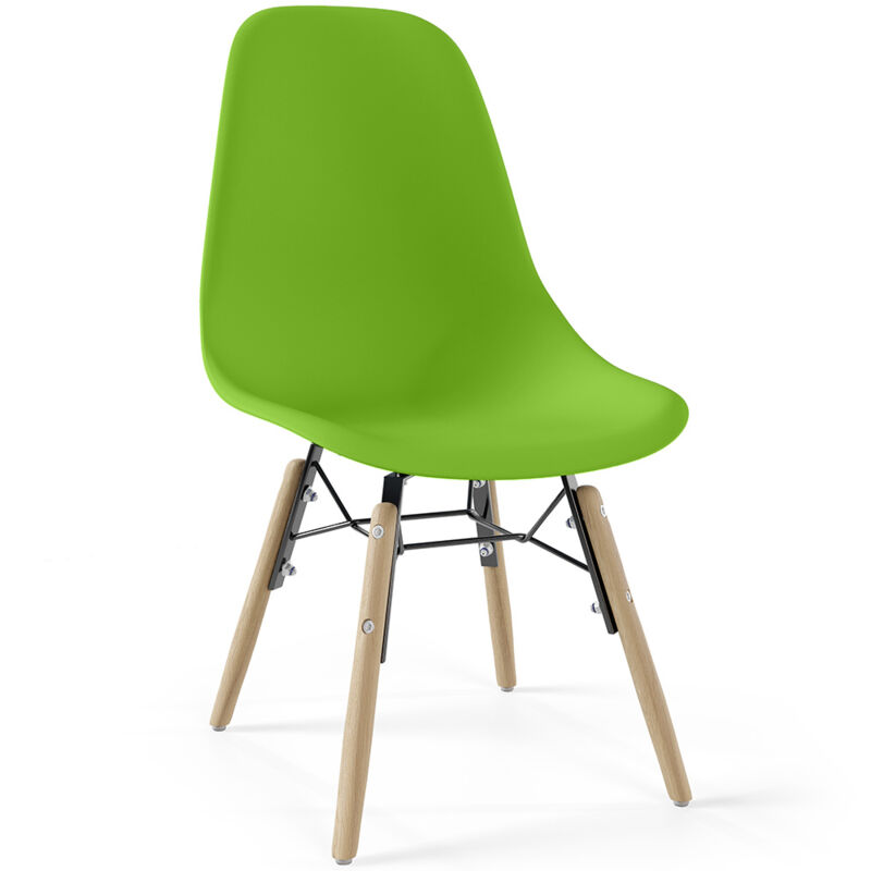 foto del prodotto sedia per bambini design scandinavo gambe in legno sk gur verde