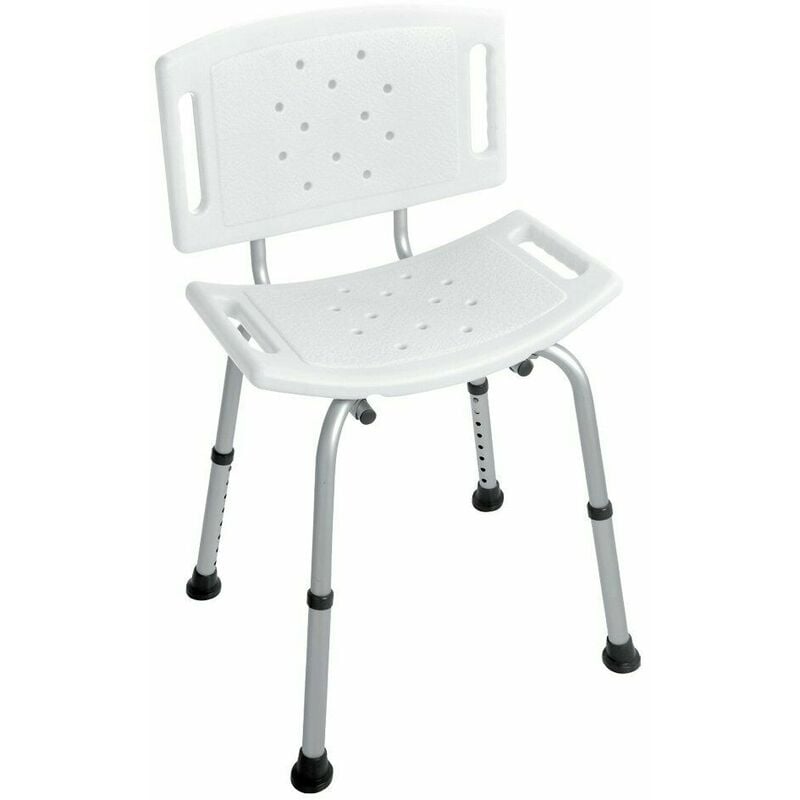 foto del prodotto sedia per doccia alluminio regolabile forata vasca bagno disabili anziani 100kg