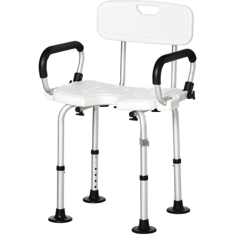 foto del prodotto sedia per doccia con forma a u imbottita 54x52x70 82cm bianco homcom