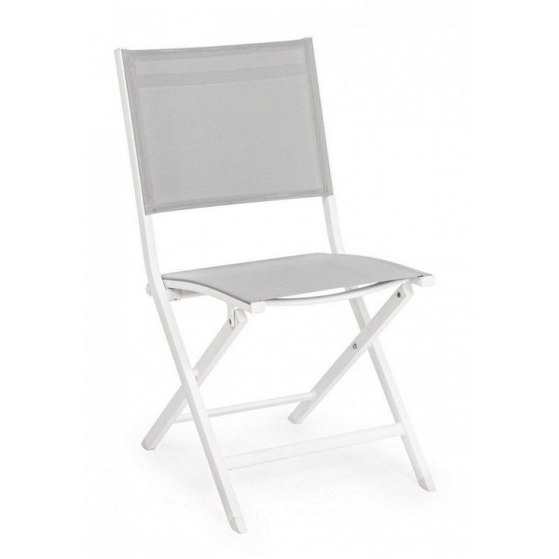 foto del prodotto sedia per esterno in alluminio bianco grigio elin 47x57x h88 cm