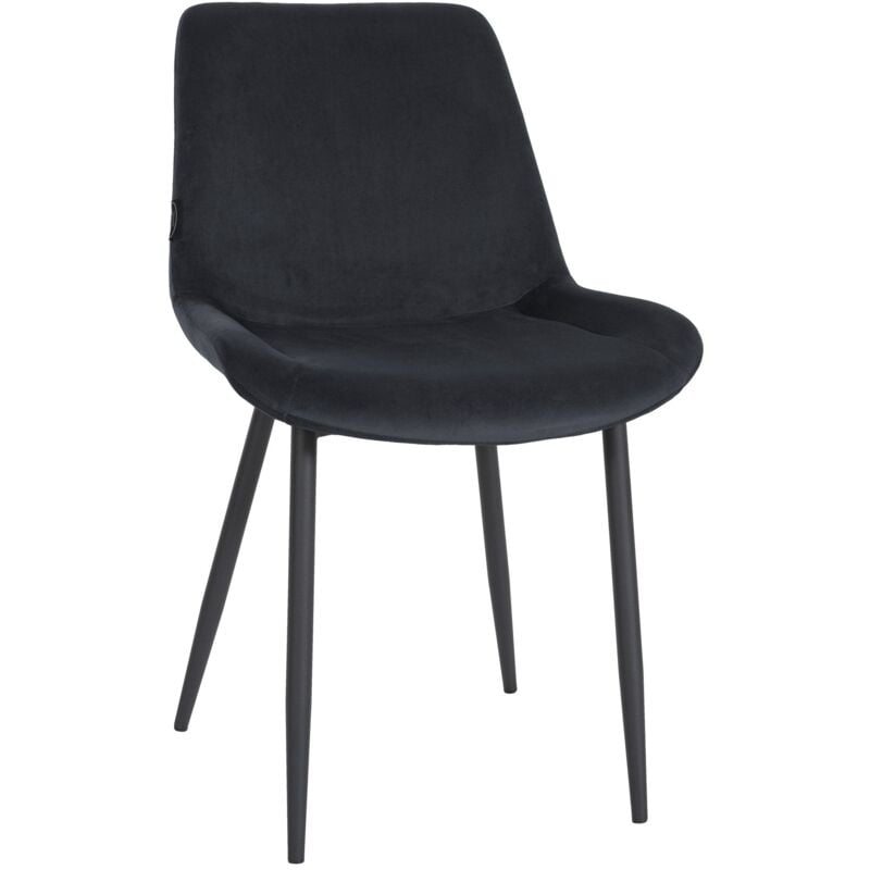 foto del prodotto sedia per sala da pranzo dal design moderno con seduta in velluto nero e gambe in metallo nero 100002153