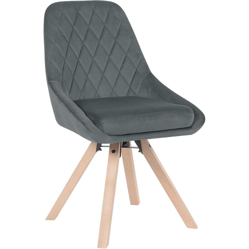 foto del prodotto sedia per sala da pranzo girevole. sedia da cucina con gambe in faggio. sedia in velluto. seduta imbottita. per camera da letto. soggiorno. grigio